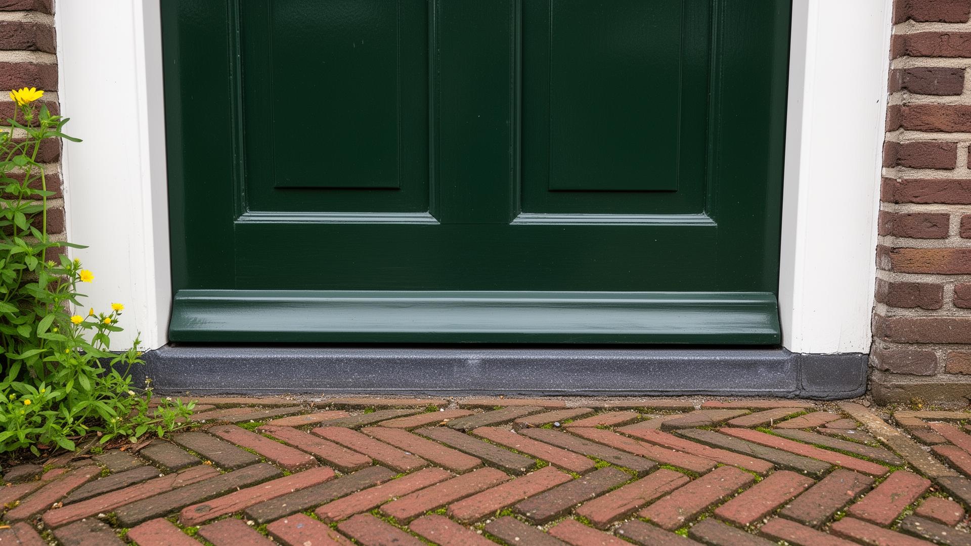 Dezelfde achterdeur in Den Haag na houtrot herstel met epoxy en houtinzet, strak afgewerkt in frisse groene verf