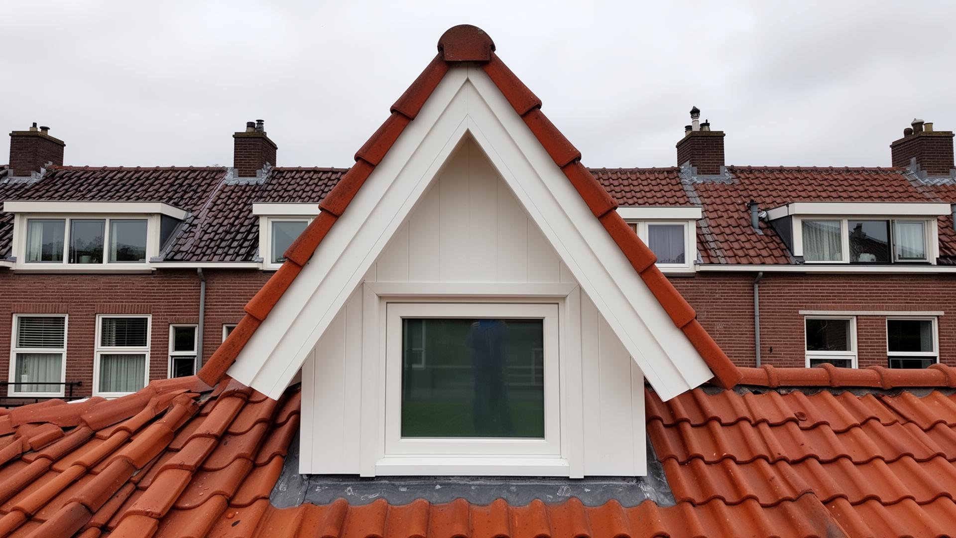 Dezelfde dakkapel in Rotterdam na vakkundig houtrot herstel met meranti inzetstukken en frisse witte verf